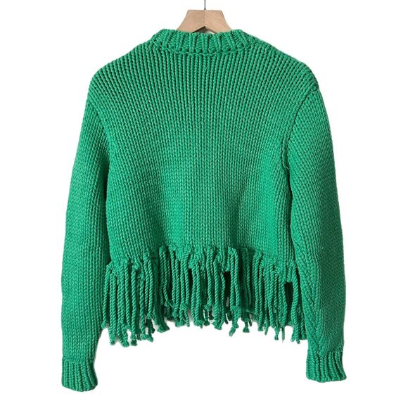 The Wolf Gang Verde Fringe Knit Heavyweight Sweater in Emerald Size XS/S - Picture 4 of 6